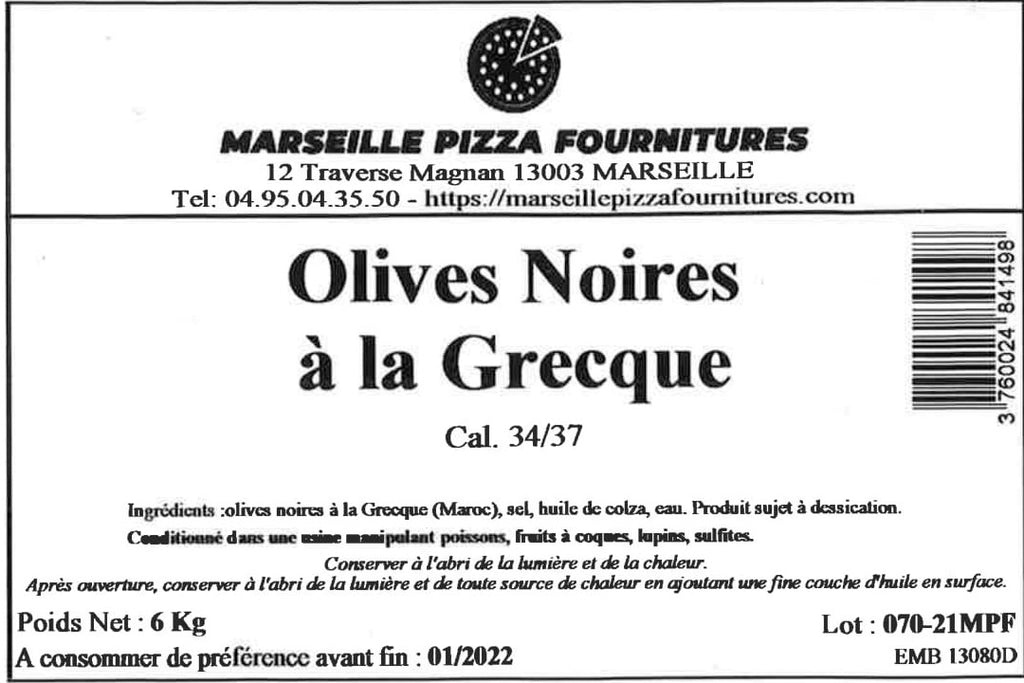 Olive noire à la grecque  34/37